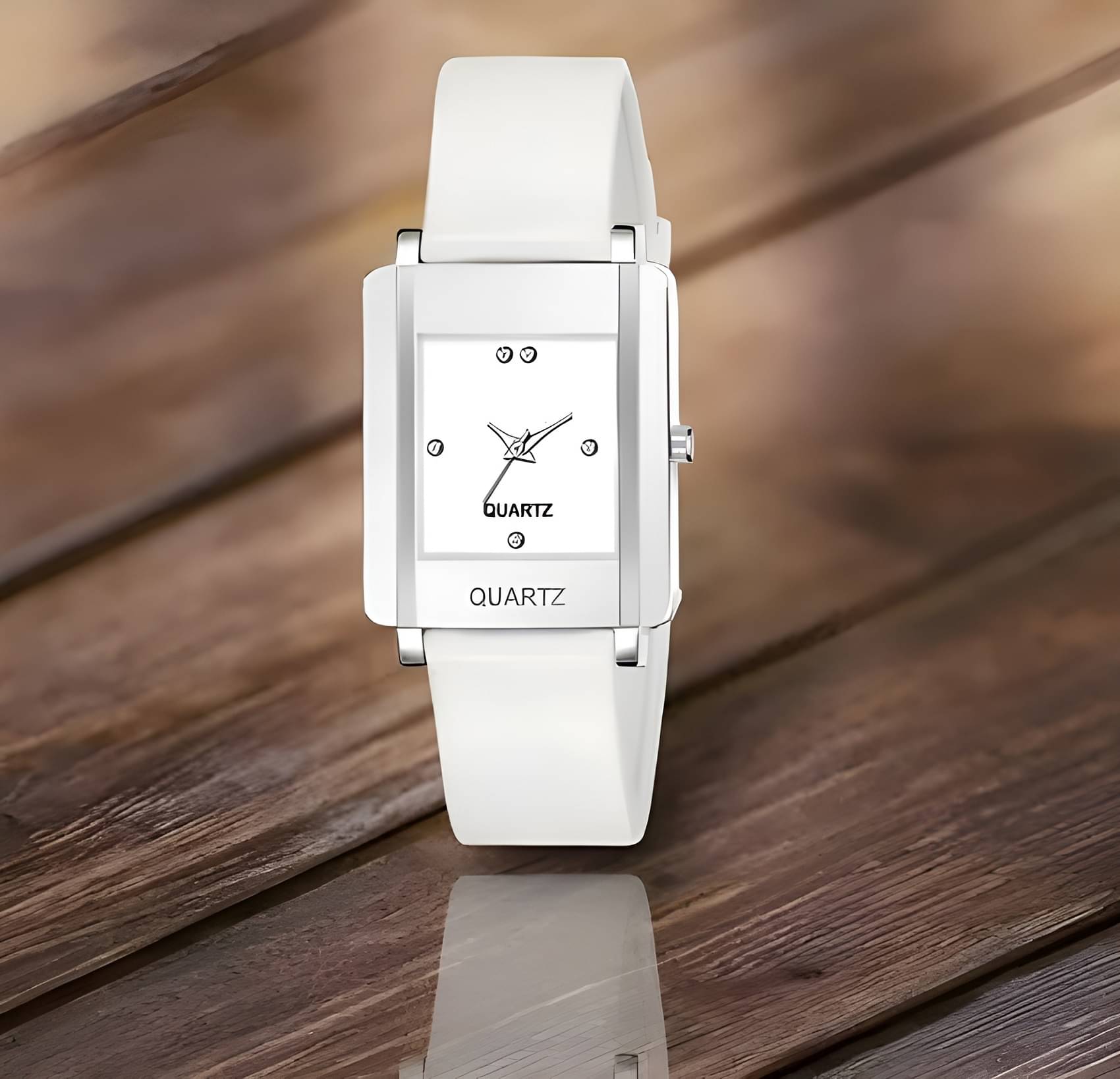     			Cosmic White PU Analog Womens Watch