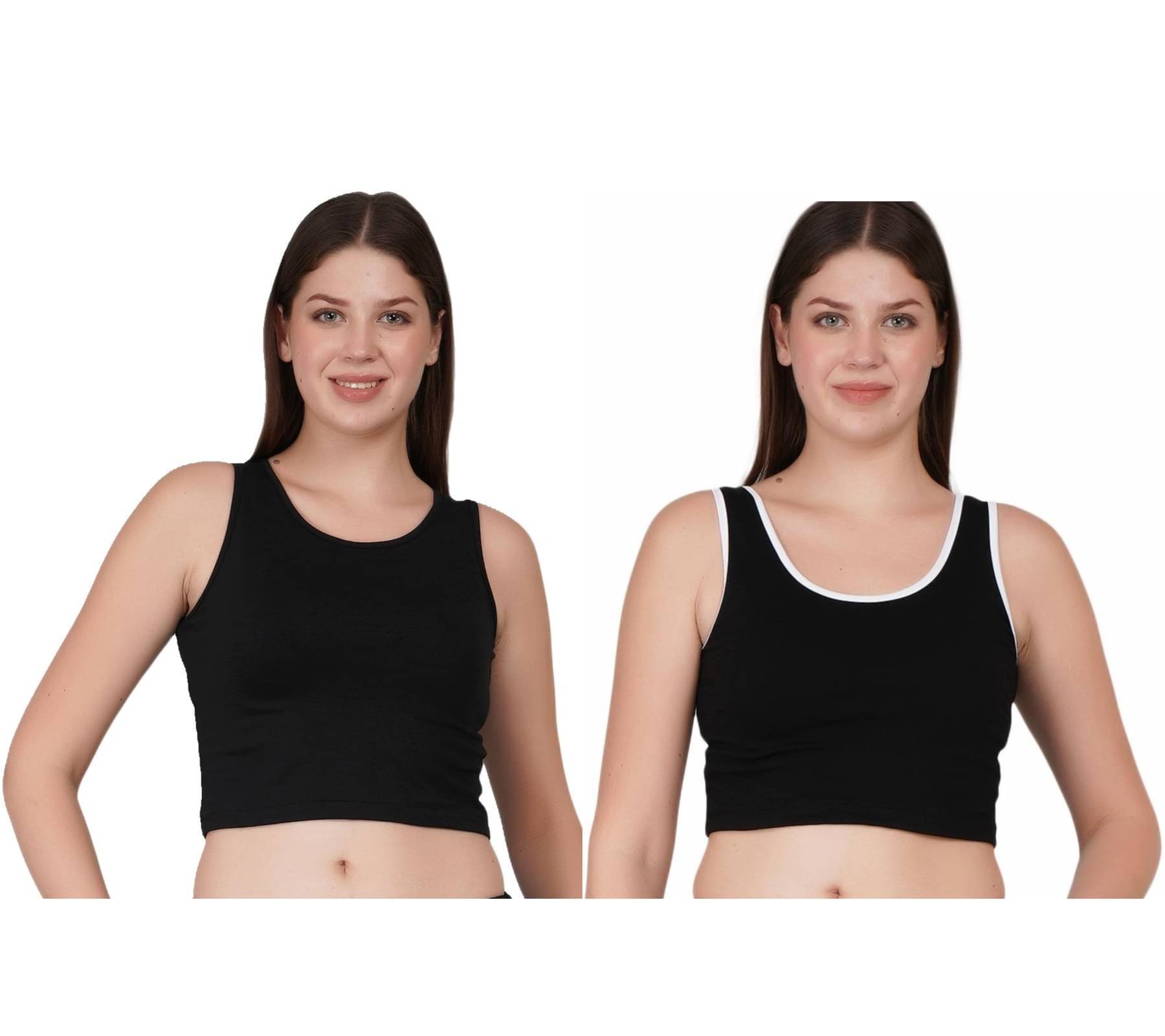 Dwears Women's Cotton Crop Top ( Black ) Dwears Women's Cotton Crop Top ( Black )