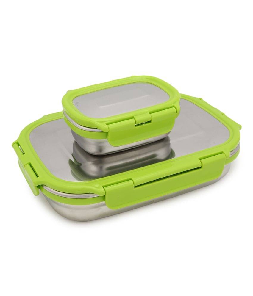     			Dynore Multi color Lunch Box Stainless Steel Lunch Box 2 - Container ( Pack of 1 )