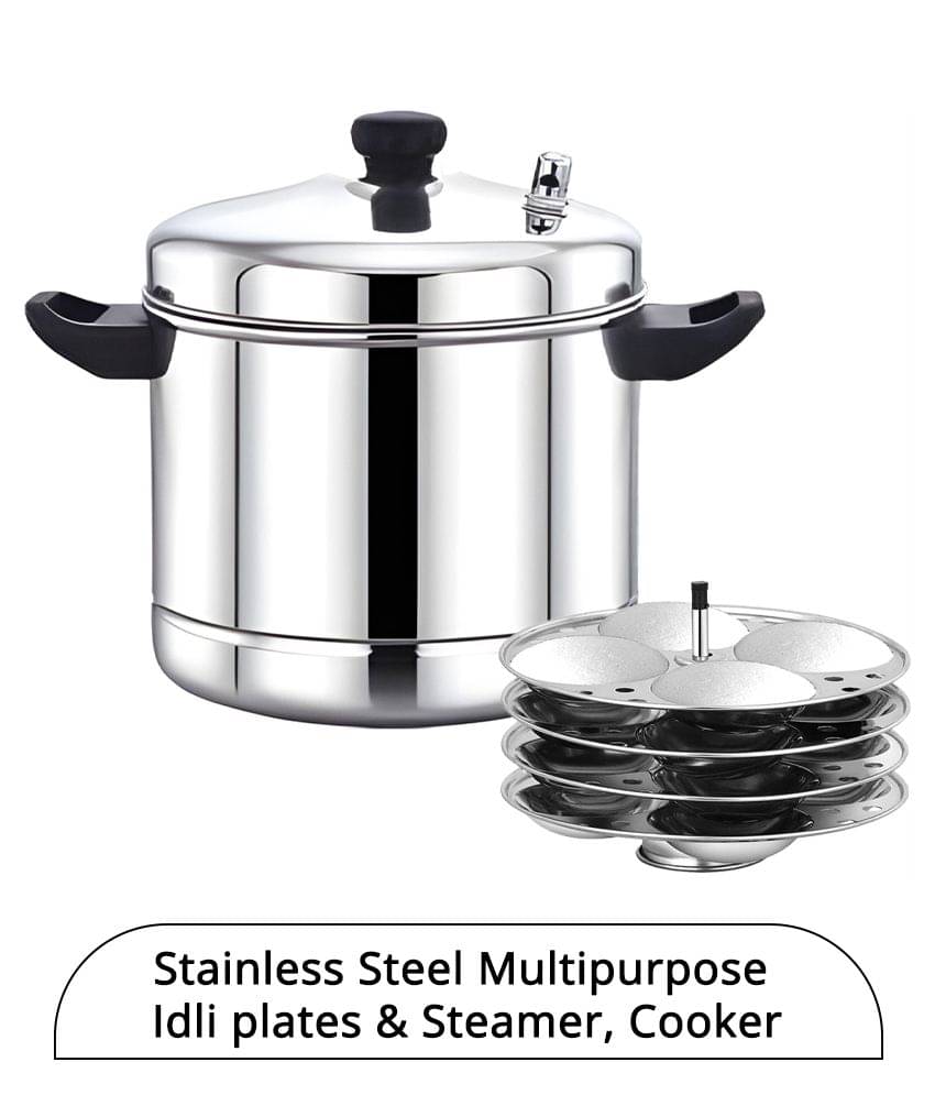 Dynore Stainless Steel Idly Maker 4 Plates Compatible Gas Stove (idli, Dhokla and Pathra), Silver Dynore Stainless Steel Idly Maker 4 Plates Compatible Gas Stove (idli, Dhokla and Pathra), Silver
