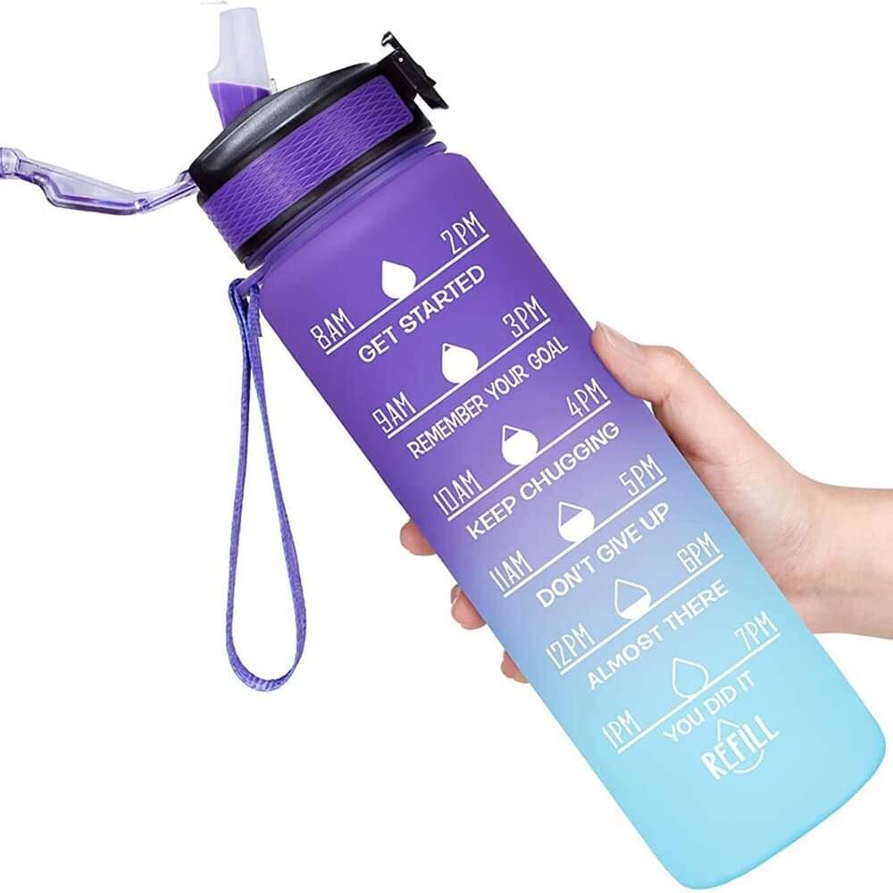     			FIVANIO Car Motivational Time Marker water bottle Multicolor Plastic Water Bottle 1000 mL ( Set of 1 )