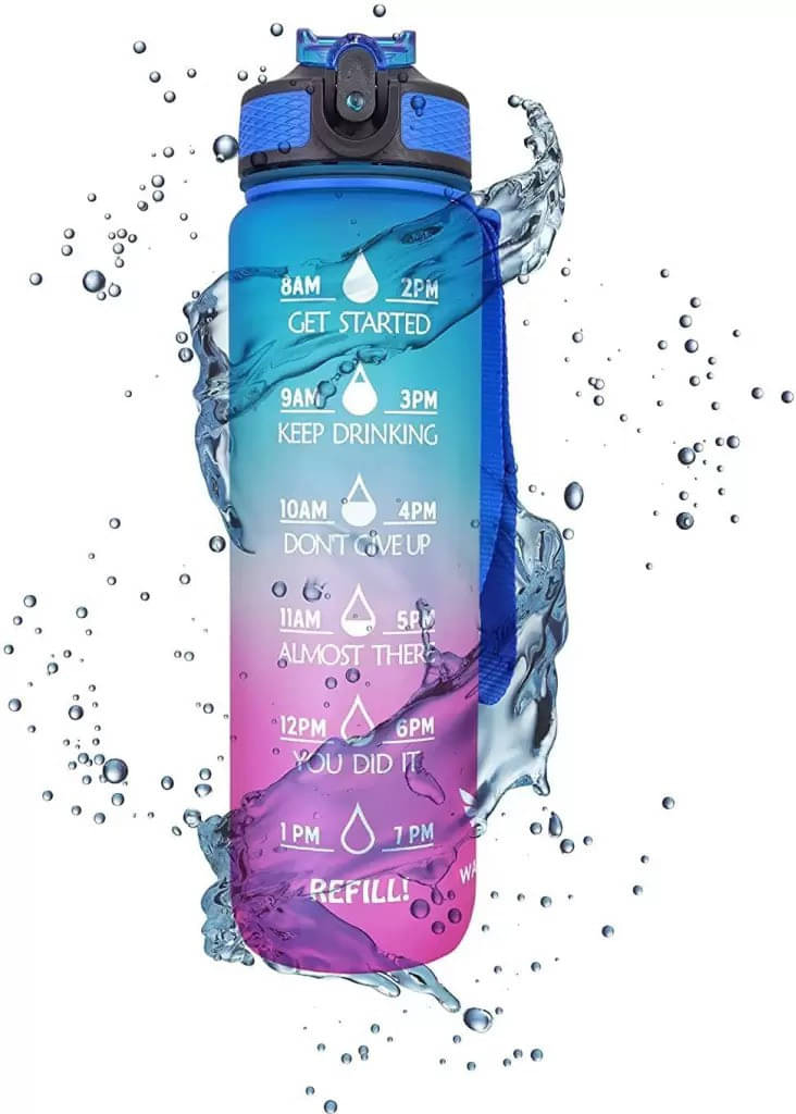     			FIVANIO Motivational Water Bottle Multicolor Plastic Water Bottle 1000 mL ( Set of 1 )
