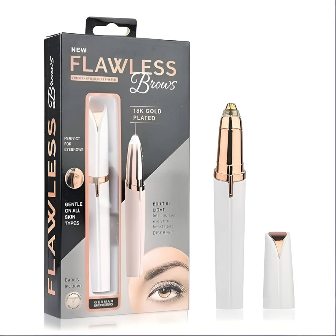 FLAWLESS EYE BROW FLAWLESS BROWS White Cordless Eyebrow Trimmer With 60 minutes Runtime FLAWLESS EYE BROW FLAWLESS BROWS White Cordless Eyebrow Trimmer With 60 minutes Runtime
