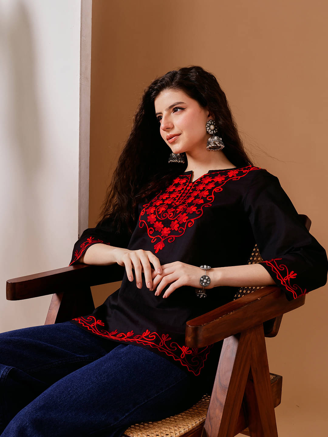     			Fembliss Women Cotton Printed Straight Kurti ( Red )