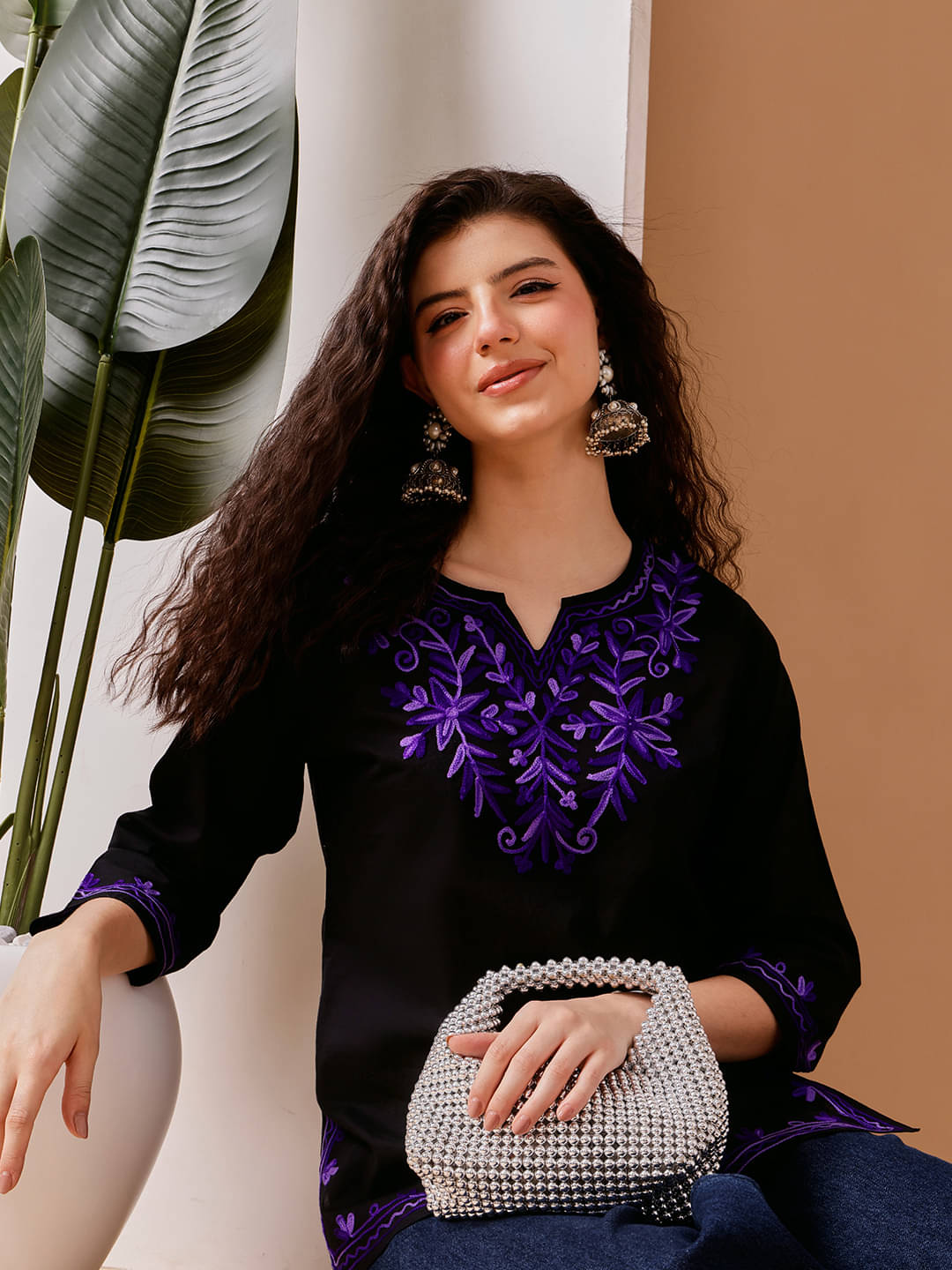     			Fembliss Women Cotton Printed Straight Kurti ( Purple )