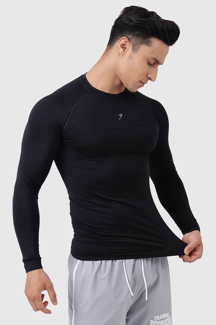 Fuaark Black Nylon Slim Fit Men's Compression T-Shirt ( Pack of 1 )