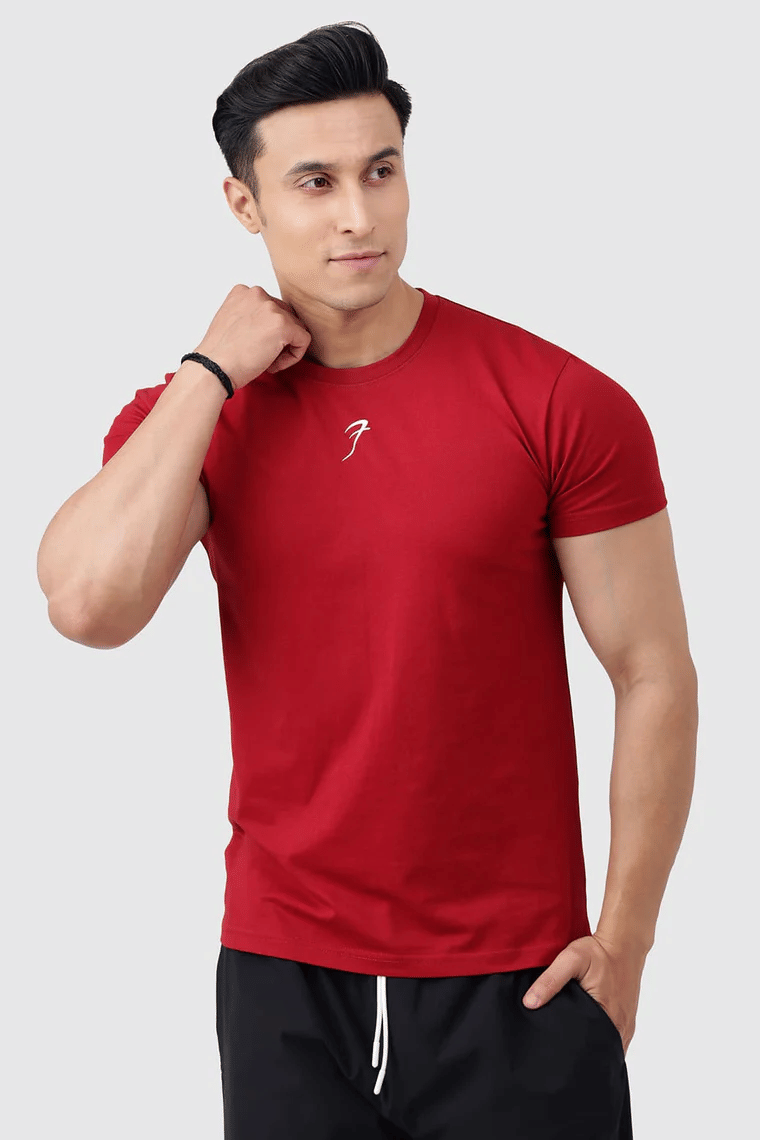 Fuaark Red Cotton Slim Fit Men's Sports T-Shirt ( Pack of 1 )
