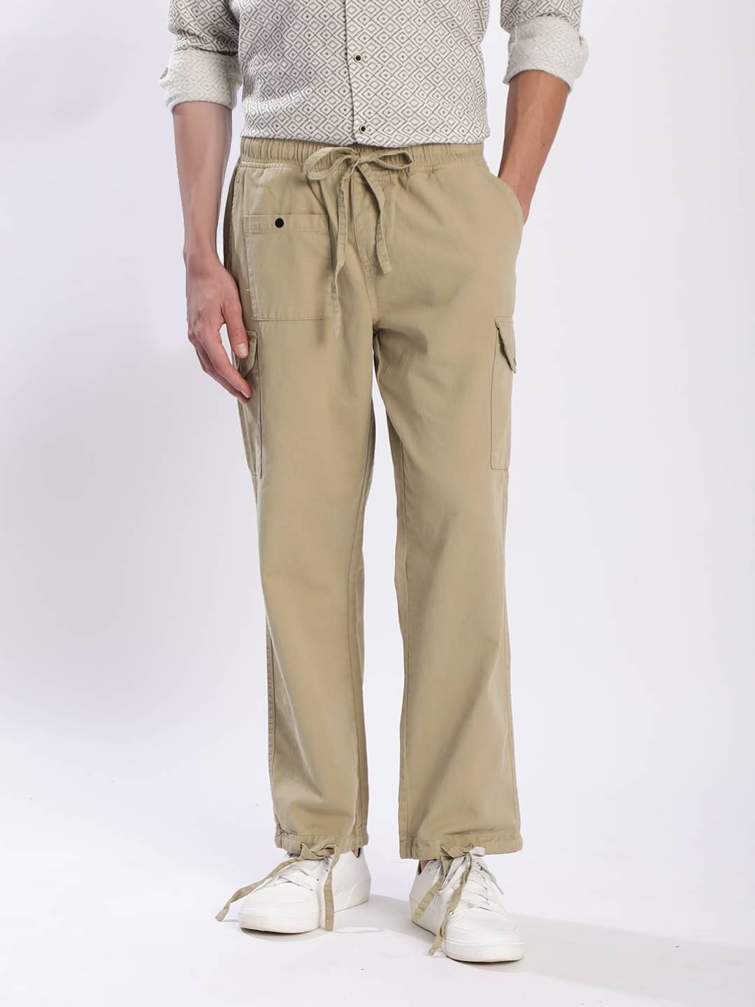     			IVOC Relax Flat Men's Cargos - Beige ( Pack of 1 )