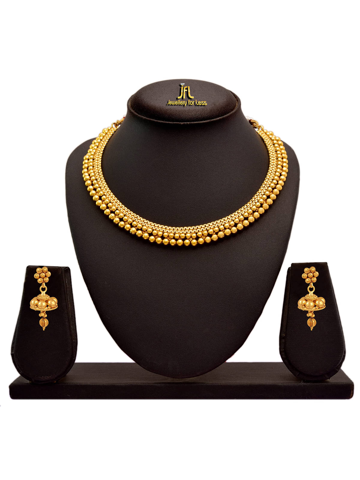     			JFL - Jewellery For Less Golden Copper Necklace Set ( Pack of 1 )