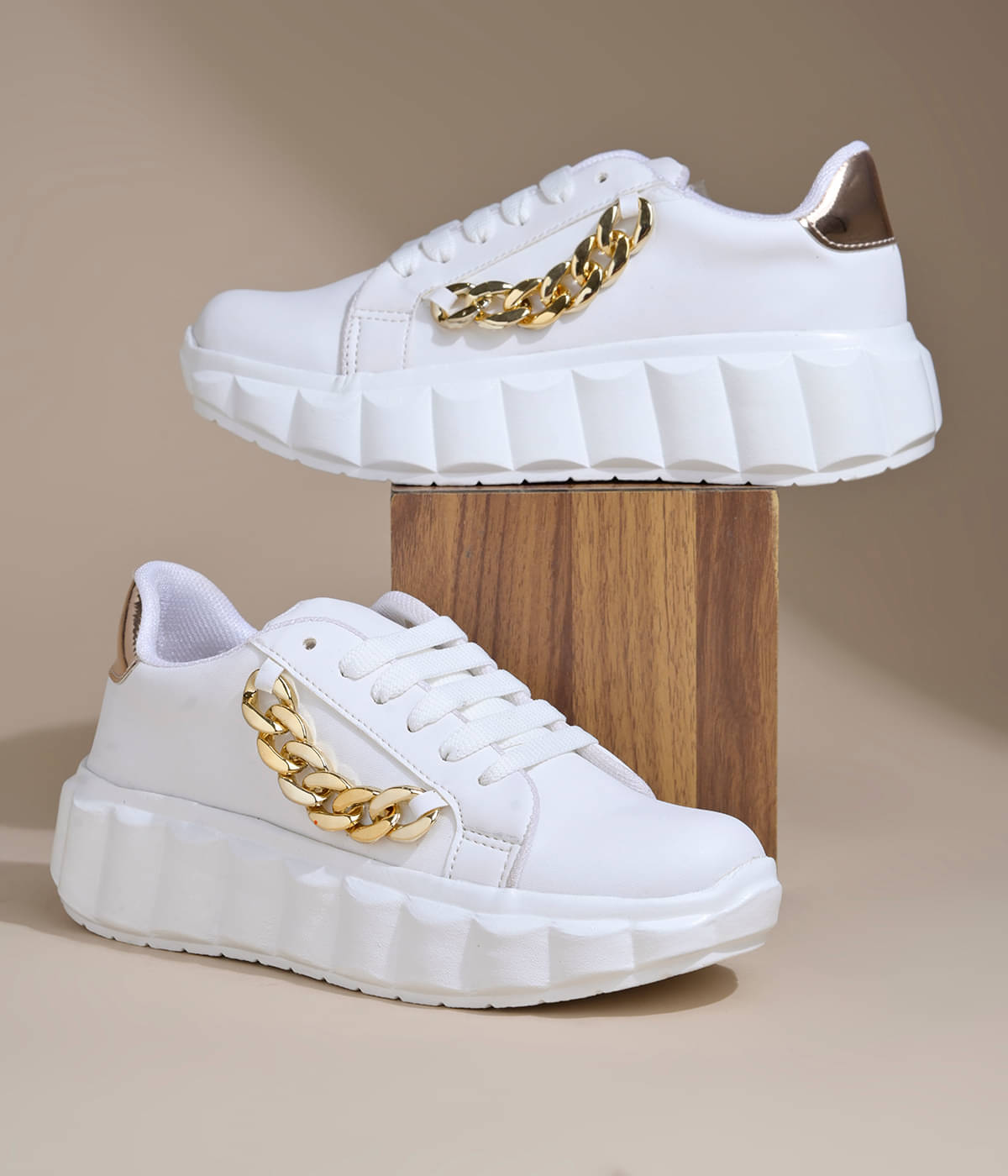     			JM Looks White Women's Sneakers