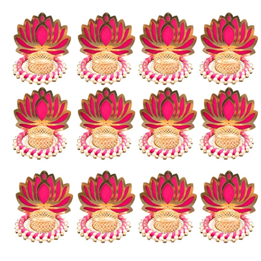    			KOOGLY Table Top Wood Tea Light Holder - Pack of 12