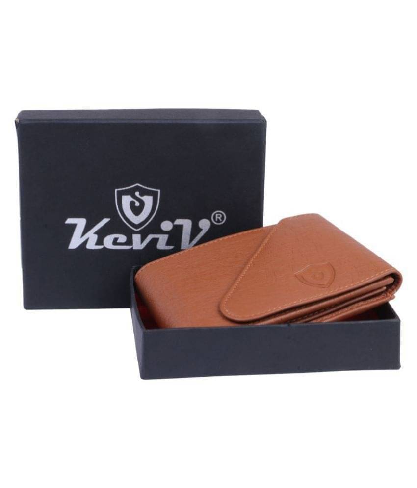     			Keviv PU Solid Men's Two Fold Wallet With 7 Slots For Card ( Tan , Pack of 1 )