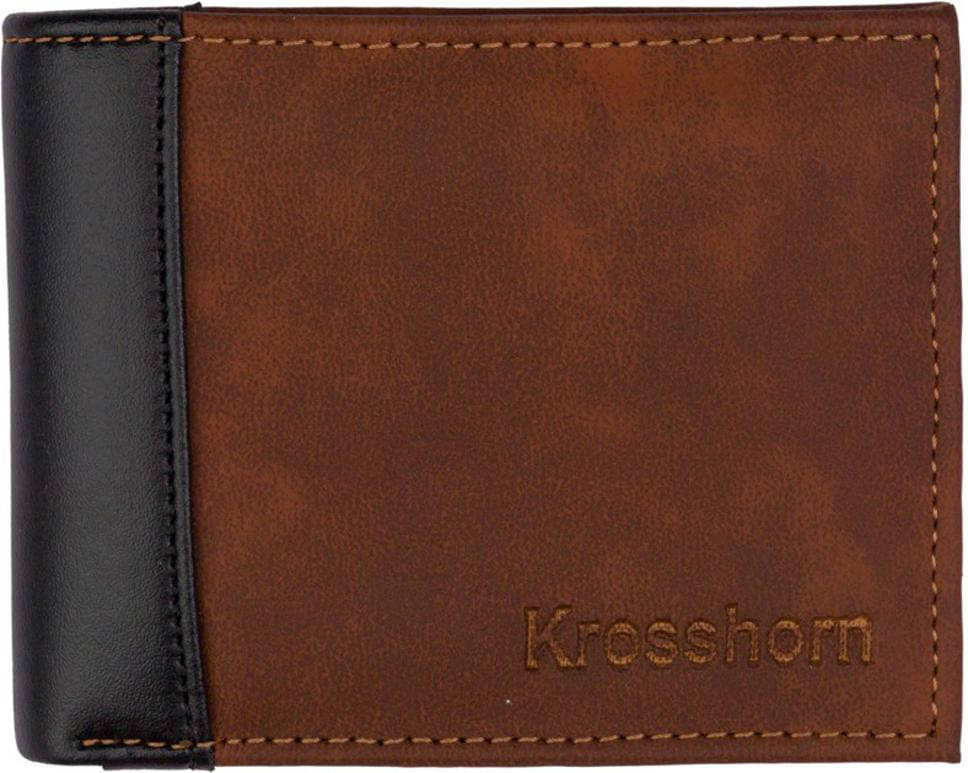     			Krosshorn PU Colorblock Men's Regular Wallet With 4 Slots For Card ( Brown , Pack of 1 )