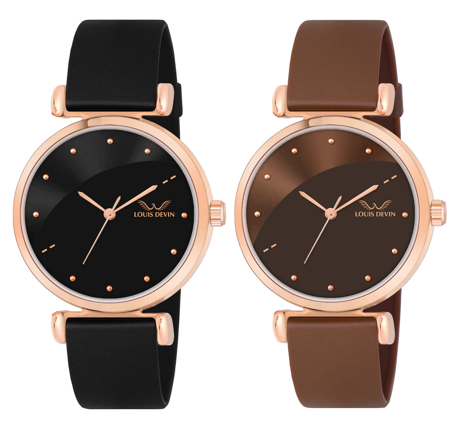     			LOUIS DEVIN Black PU Analog Womens Watch