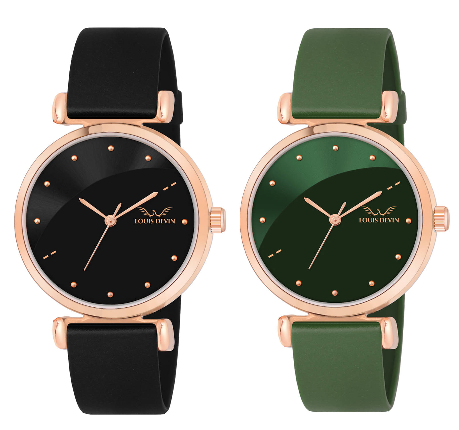     			LOUIS DEVIN Black PU Analog Womens Watch