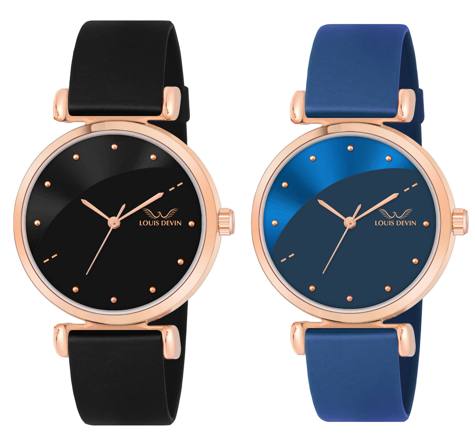     			LOUIS DEVIN Black PU Analog Womens Watch