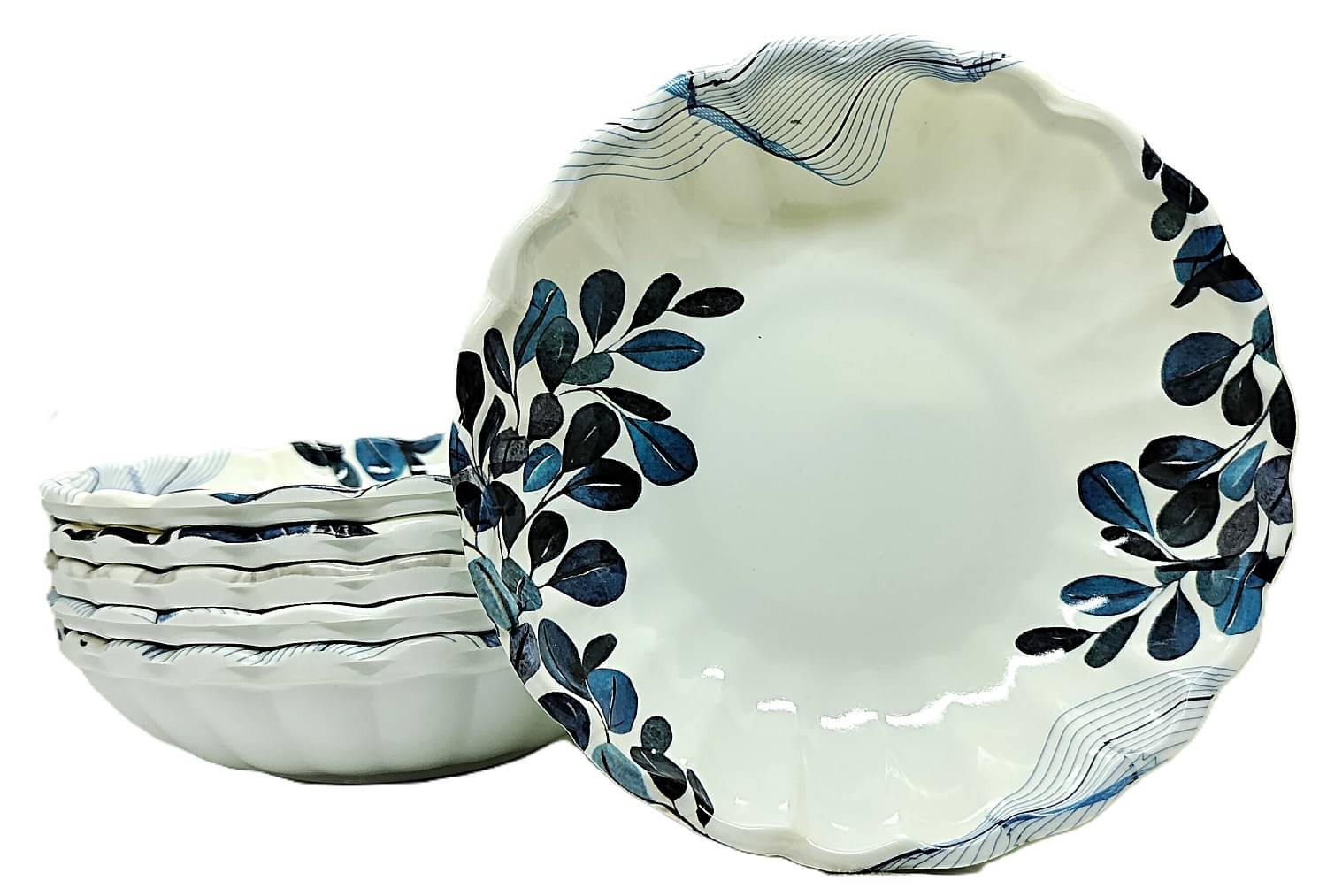     			Laserbot MICROWAVE SAFE Melamine Printed Fruit Bowl 14 cm ( Set of 6 ) Light Blue