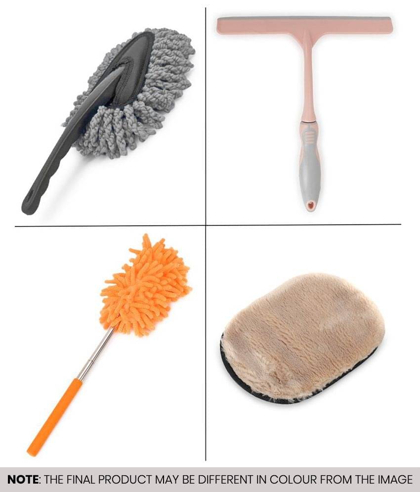     			Mahek Accessories - Car Cleaning Combo Wool Gloves , Mini Duster, Extendable Mini Duster And Wiper for car accessories( Pack Of 4 )