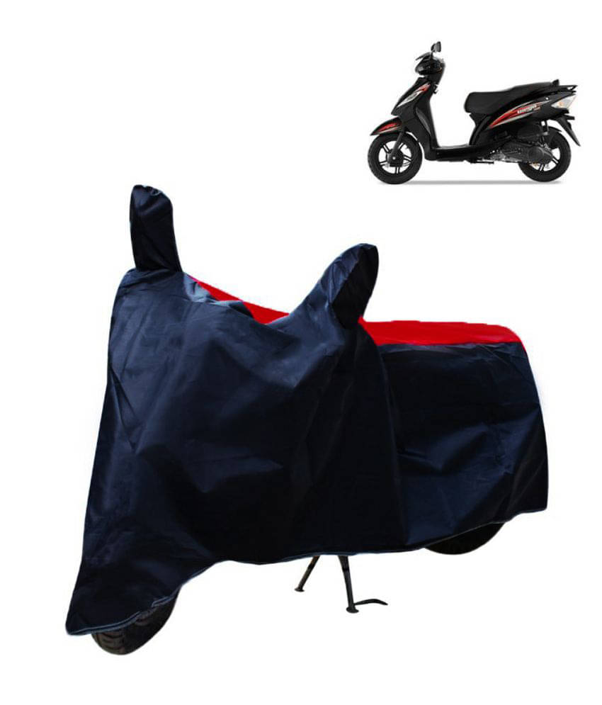     			Mahek Accessories Dustproof Bike Cover For TVS Wego with Mirror Pocket - Red & Blue
