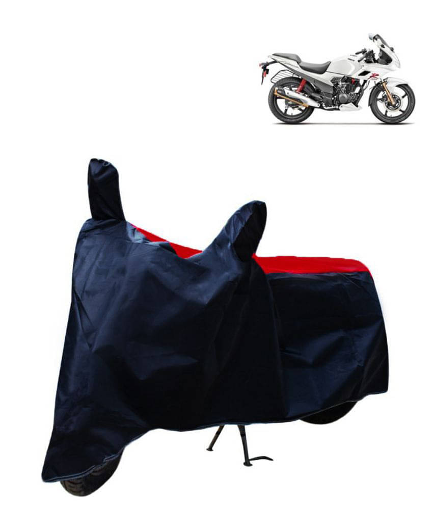     			Mahek Accessories Dustproof Bike Cover For Hero Karizma with Mirror Pocket - Red & Blue