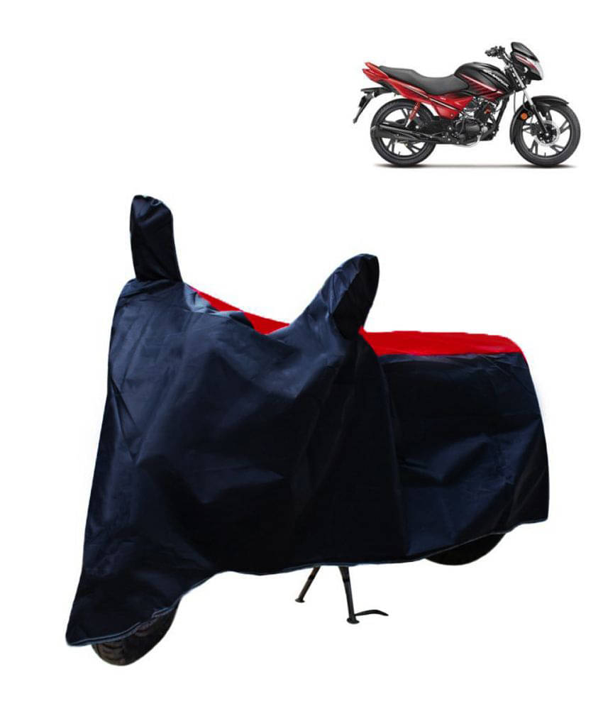     			Mahek Accessories Dustproof Bike Cover For Hero Glamour with Mirror Pocket - Red & Blue