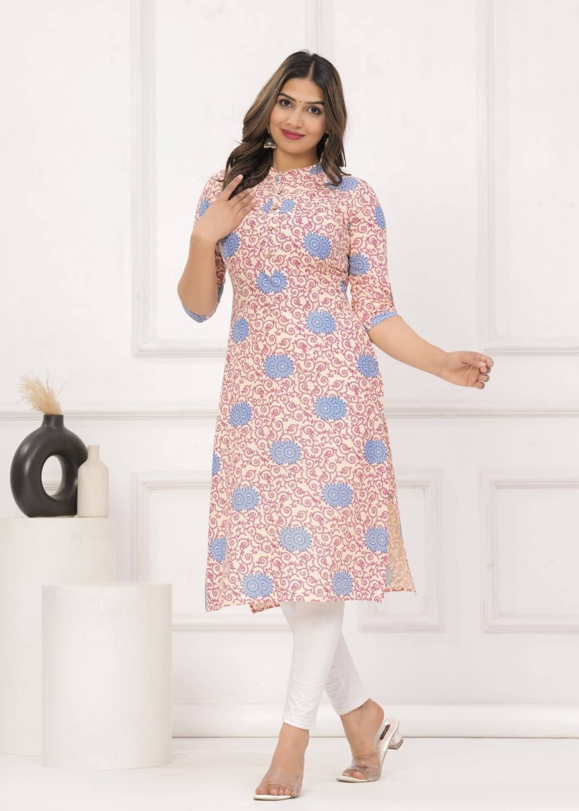 Metafab Women Cotton Printed Straight Kurti ( Red ) Metafab Women Cotton Printed Straight Kurti ( Red )