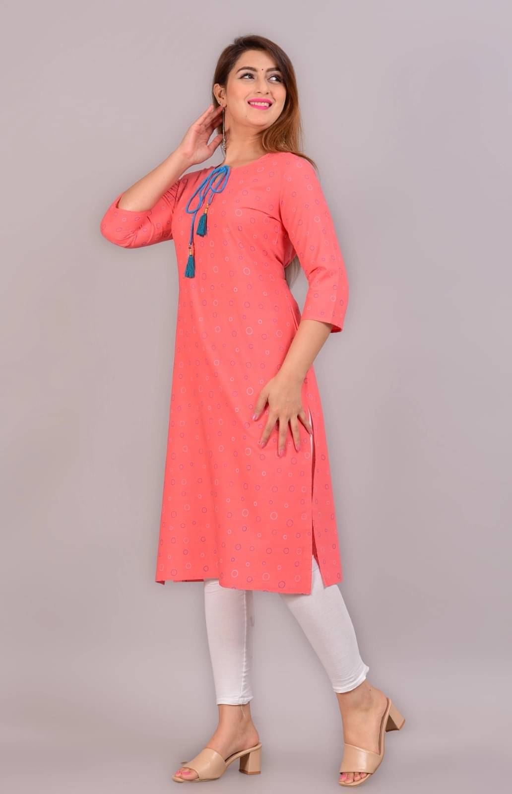 Metafab Women Cotton Printed Straight Kurti ( Pink ) Metafab Women Cotton Printed Straight Kurti ( Pink )