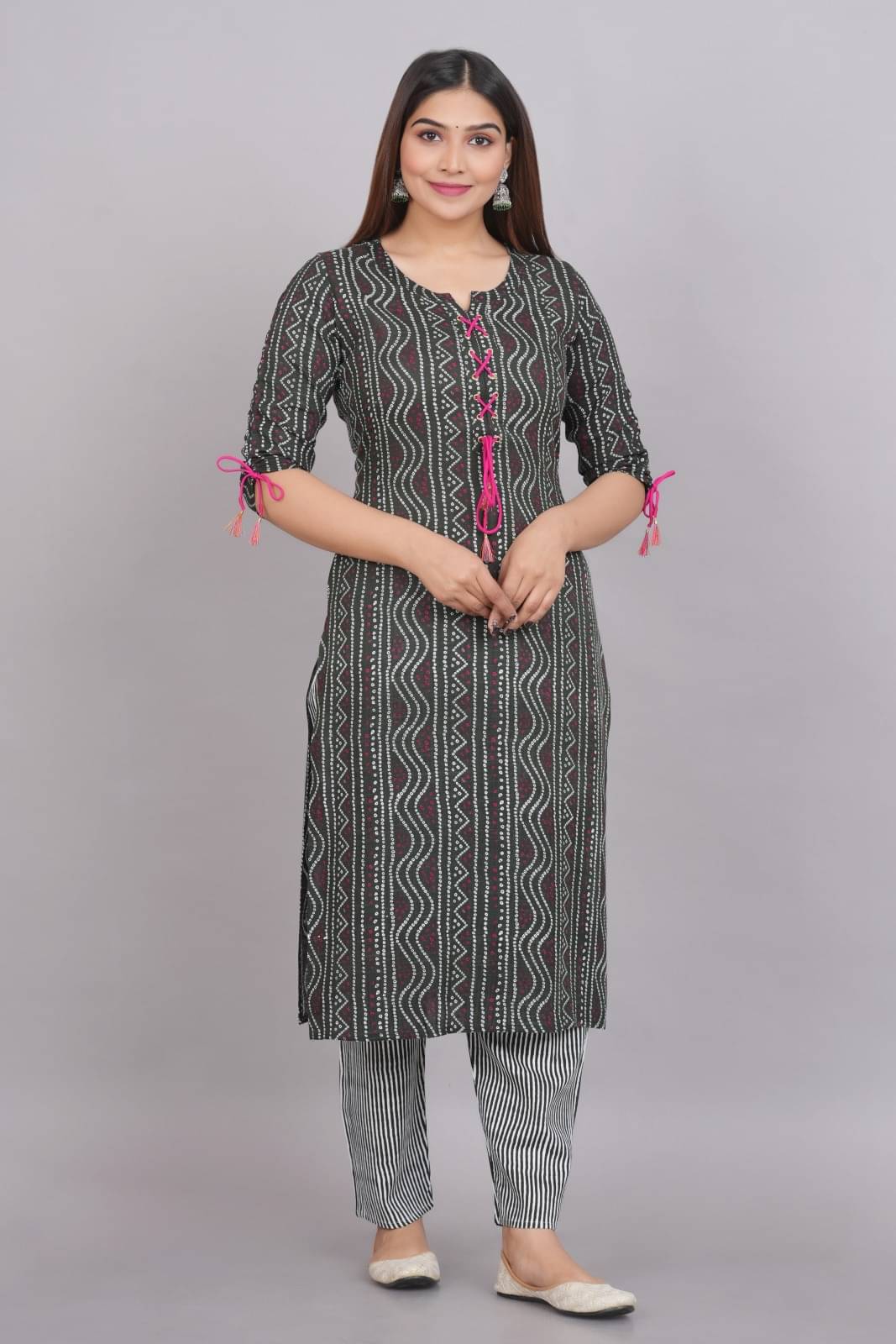 Metafab Women Viscose Printed Straight Kurti With Pants ( Dark Green ) Metafab Women Viscose Printed Straight Kurti With Pants ( Dark Green )