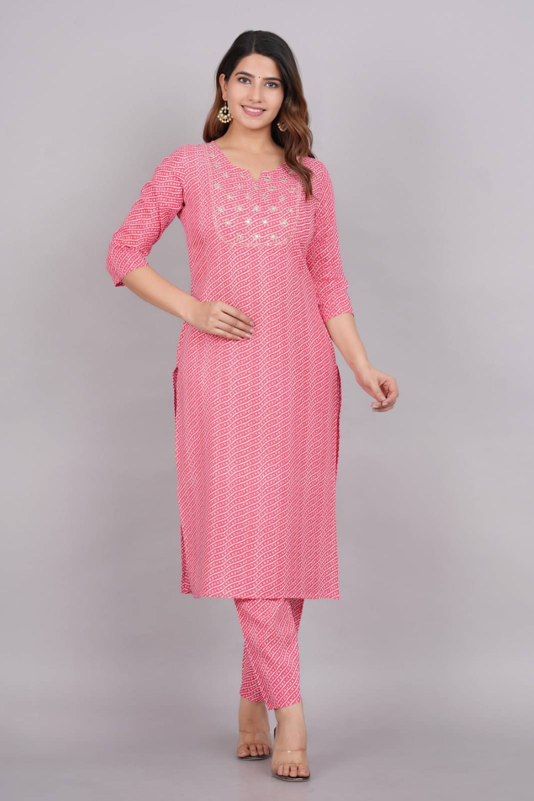 Metafab Women Viscose Printed Straight Kurti With Pants ( Pink ) Metafab Women Viscose Printed Straight Kurti With Pants ( Pink )
