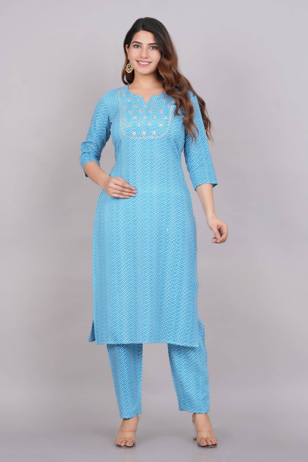 Metafab Women Viscose Printed Straight Kurti With Pants ( Blue ) Metafab Women Viscose Printed Straight Kurti With Pants ( Blue )