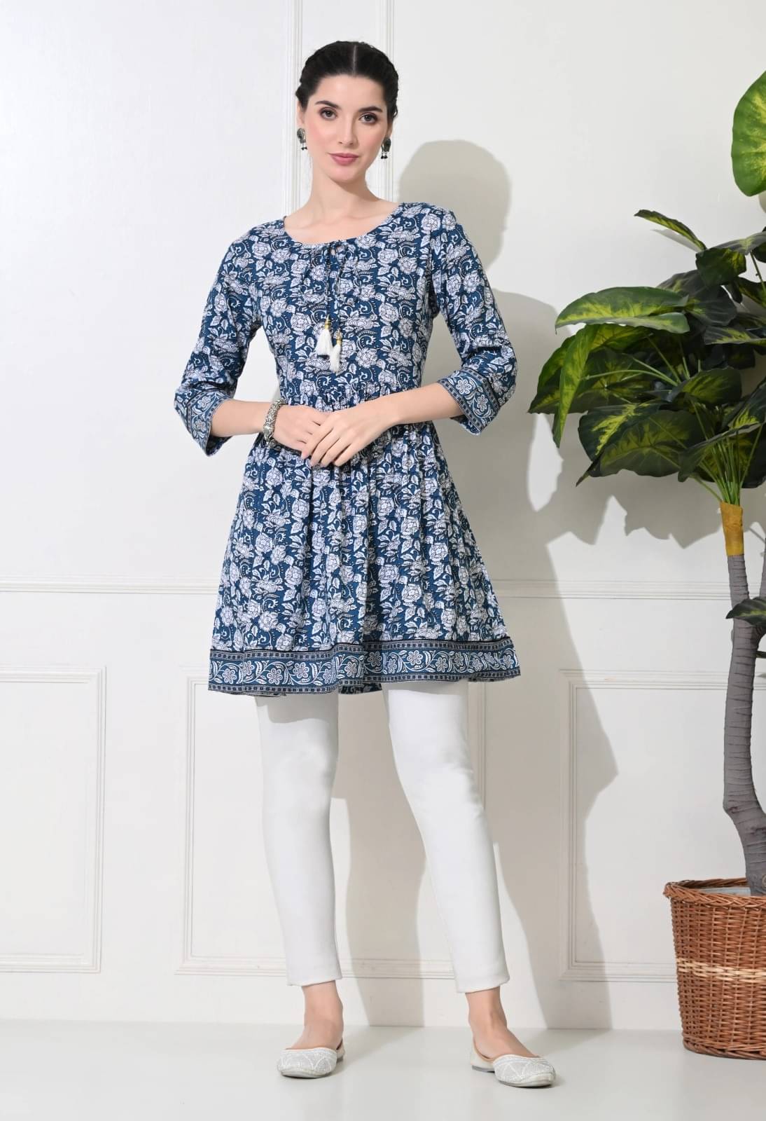 Metafab Women Viscose Rayon Printed Flared Kurti ( Blue ) Metafab Women Viscose Rayon Printed Flared Kurti ( Blue )