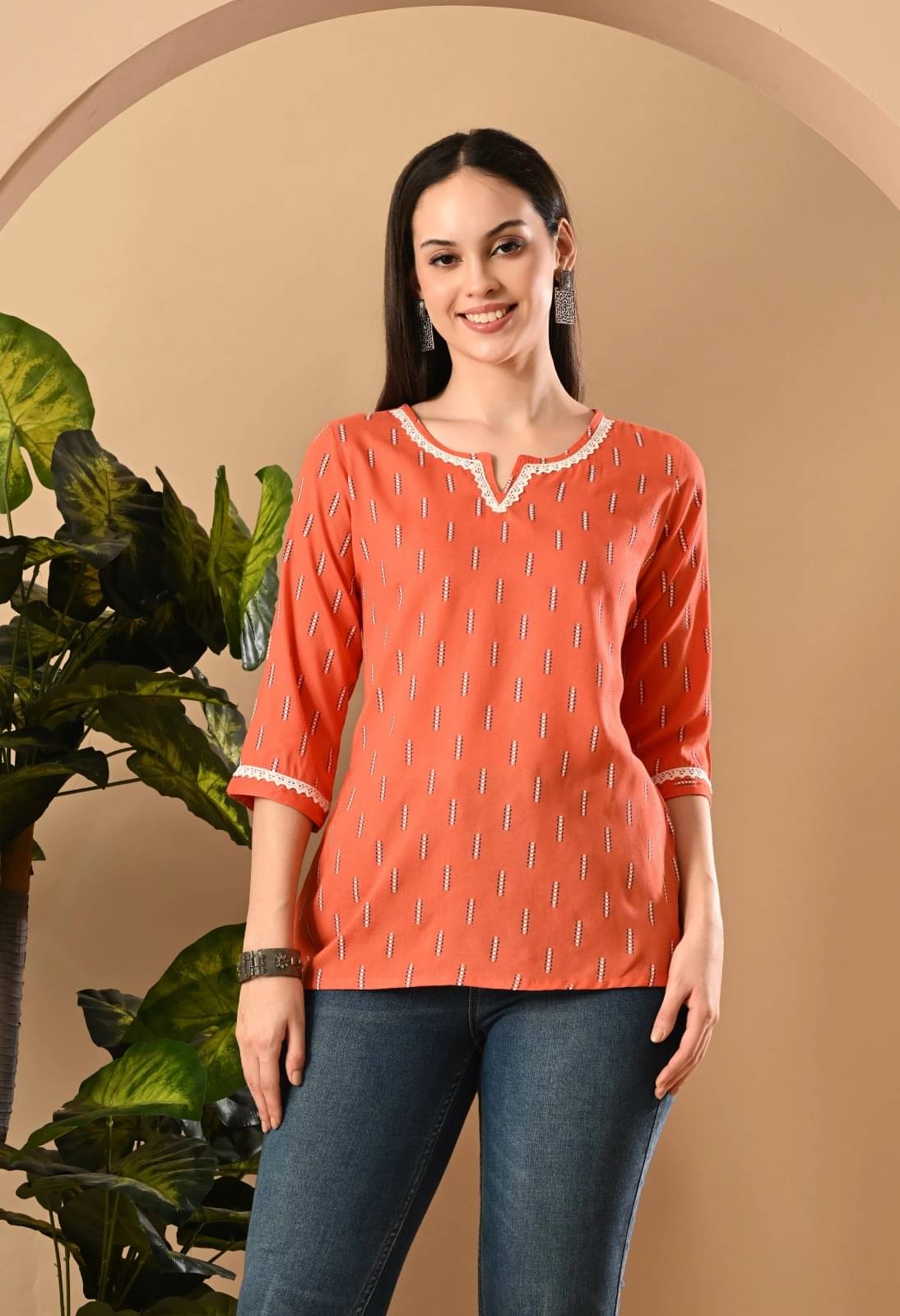     			Metafab Women Viscose Rayon Printed A-line Kurti ( Pink )