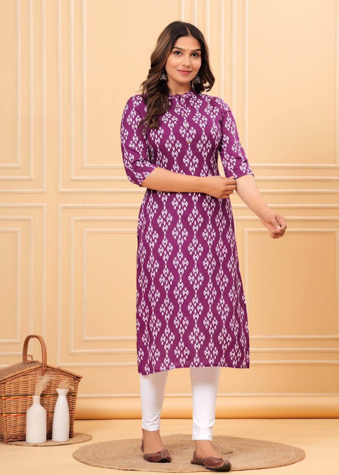     			Metafab Women Viscose Rayon Printed Straight Kurti ( Purple )