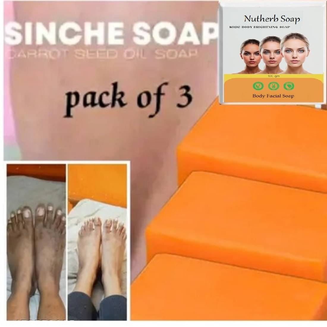     			NUTHERB Beauty Skincare Body Soap for All Skin Type ( Pack of 3 )