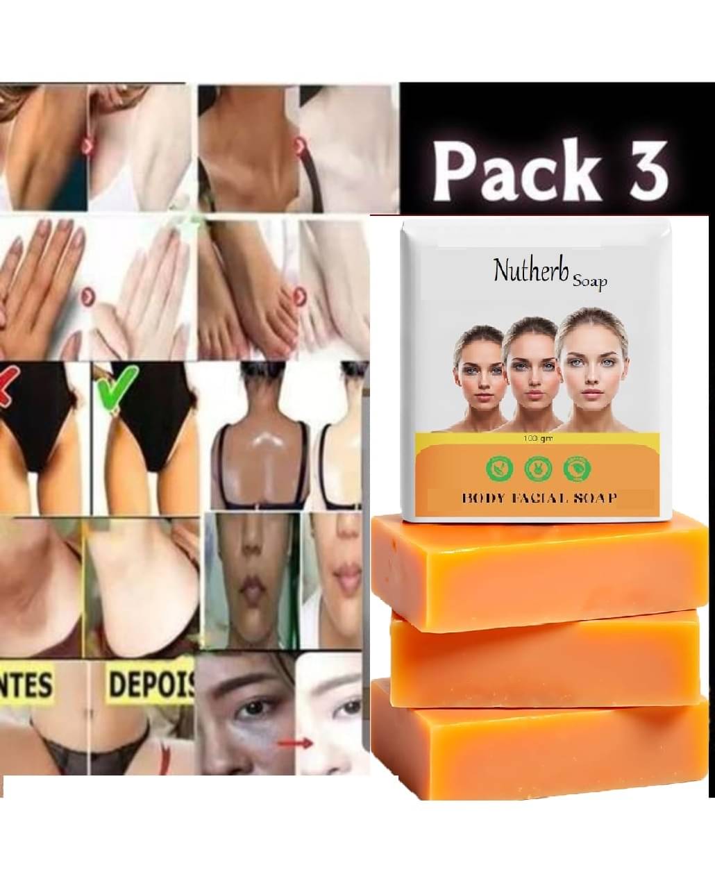     			NUTHERB Skin Whitening Jiole Soap for All Skin Type ( Pack of 3 )