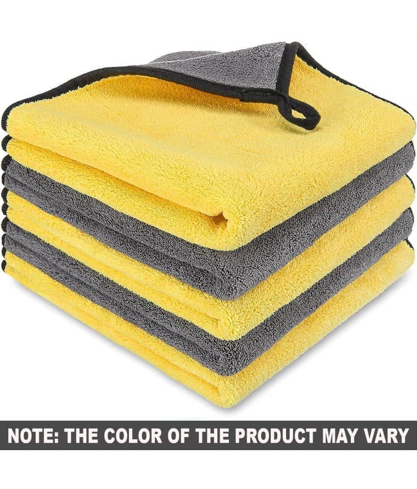 PROGIENCE Yellow 600 GSM Drying Towel For Automobile ( Pack of 2 )