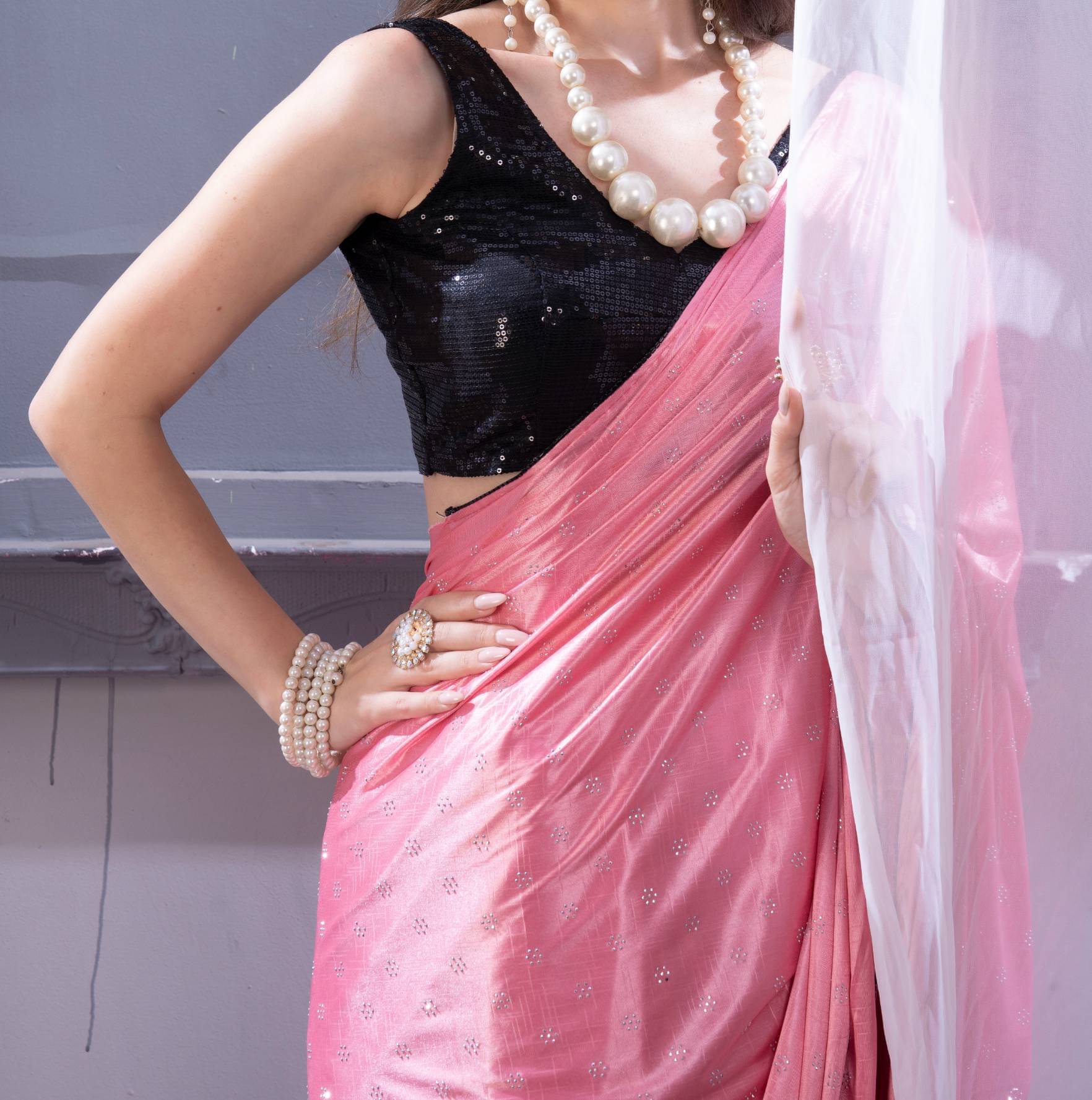Parmila Fashion Silk Blend Embellished Saree With Unstitched Blouse Piece ( Pink ) Parmila Fashion Silk Blend Embellished Saree With Unstitched Blouse Piece ( Pink )