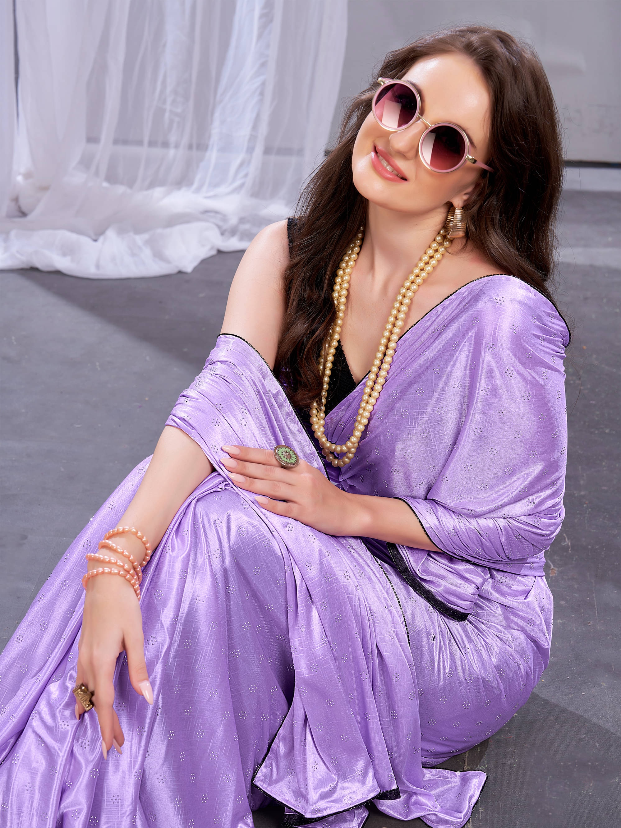 Parmila Fashion Silk Blend Embellished Saree With Unstitched Blouse Piece ( Purple ) Parmila Fashion Silk Blend Embellished Saree With Unstitched Blouse Piece ( Purple )