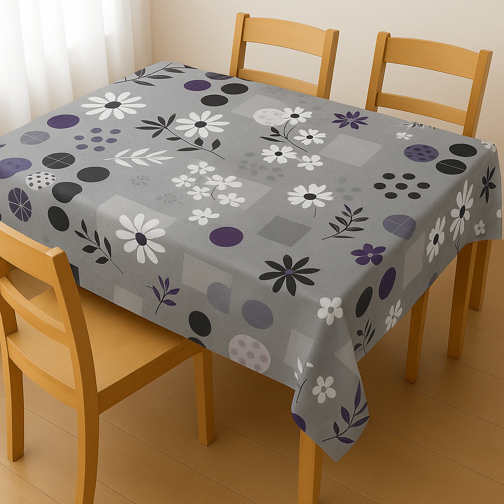 ROYAL - NEST Printed Polyester 4 Seater Rectangle Table Cover ( 152 x 101 ) cm Pack of 1 Gray ROYAL - NEST Printed Polyester 4 Seater Rectangle Table Cover ( 152 x 101 ) cm Pack of 1 Gray
