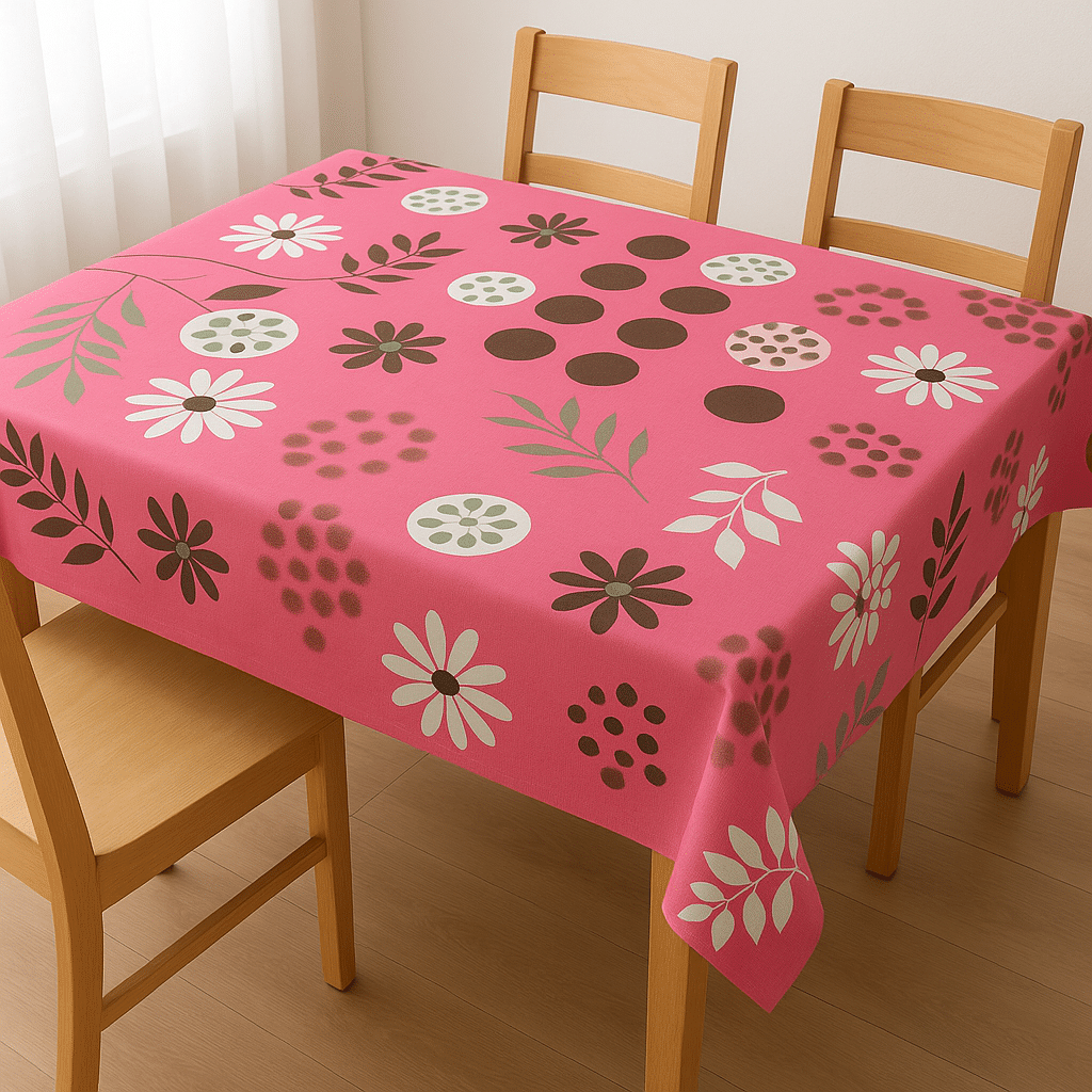 ROYAL - NEST Printed Polyester 4 Seater Rectangle Table Cover ( 152 x 101 ) cm Pack of 1 Pink ROYAL - NEST Printed Polyester 4 Seater Rectangle Table Cover ( 152 x 101 ) cm Pack of 1 Pink