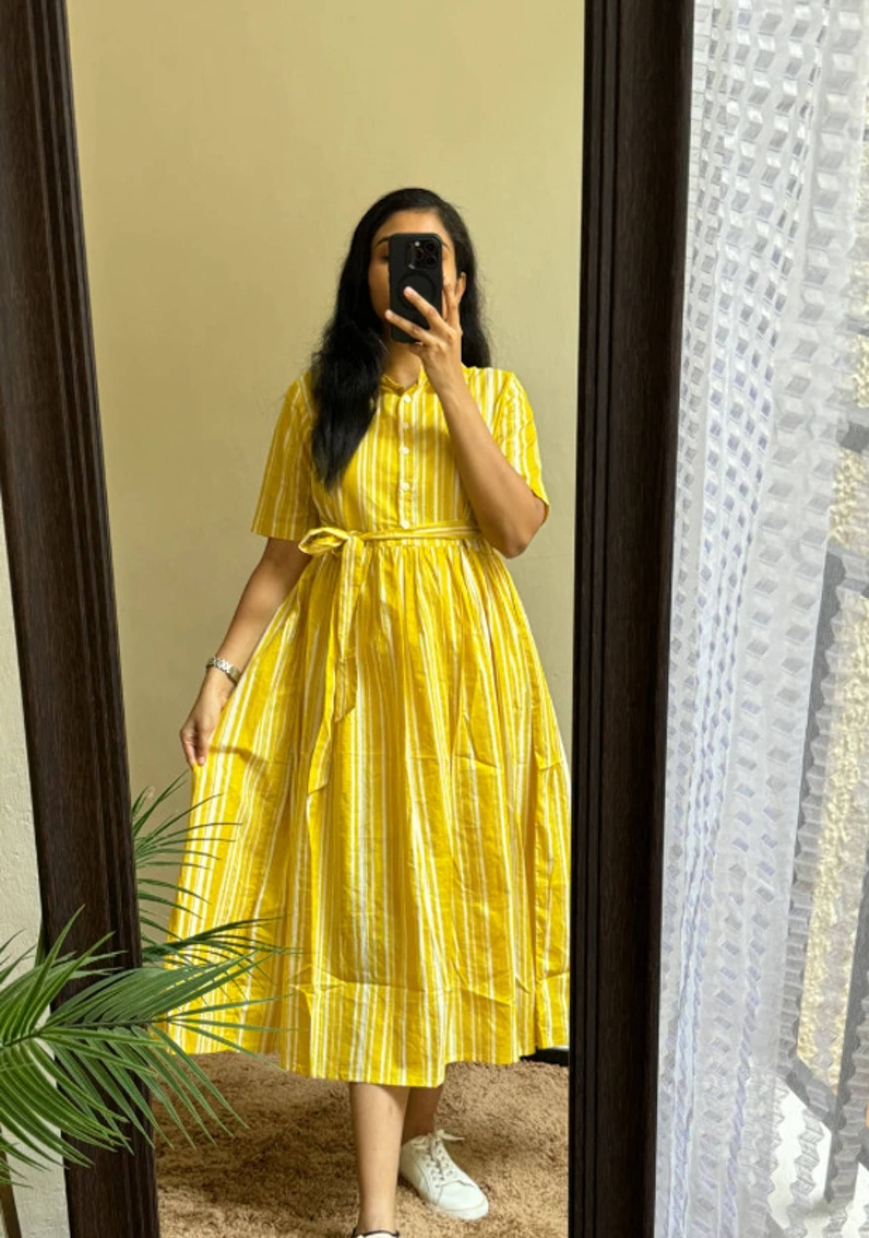     			Raiyani enterprise Women Cotton Blend Printed Fit & Flare Dress ( Yellow )