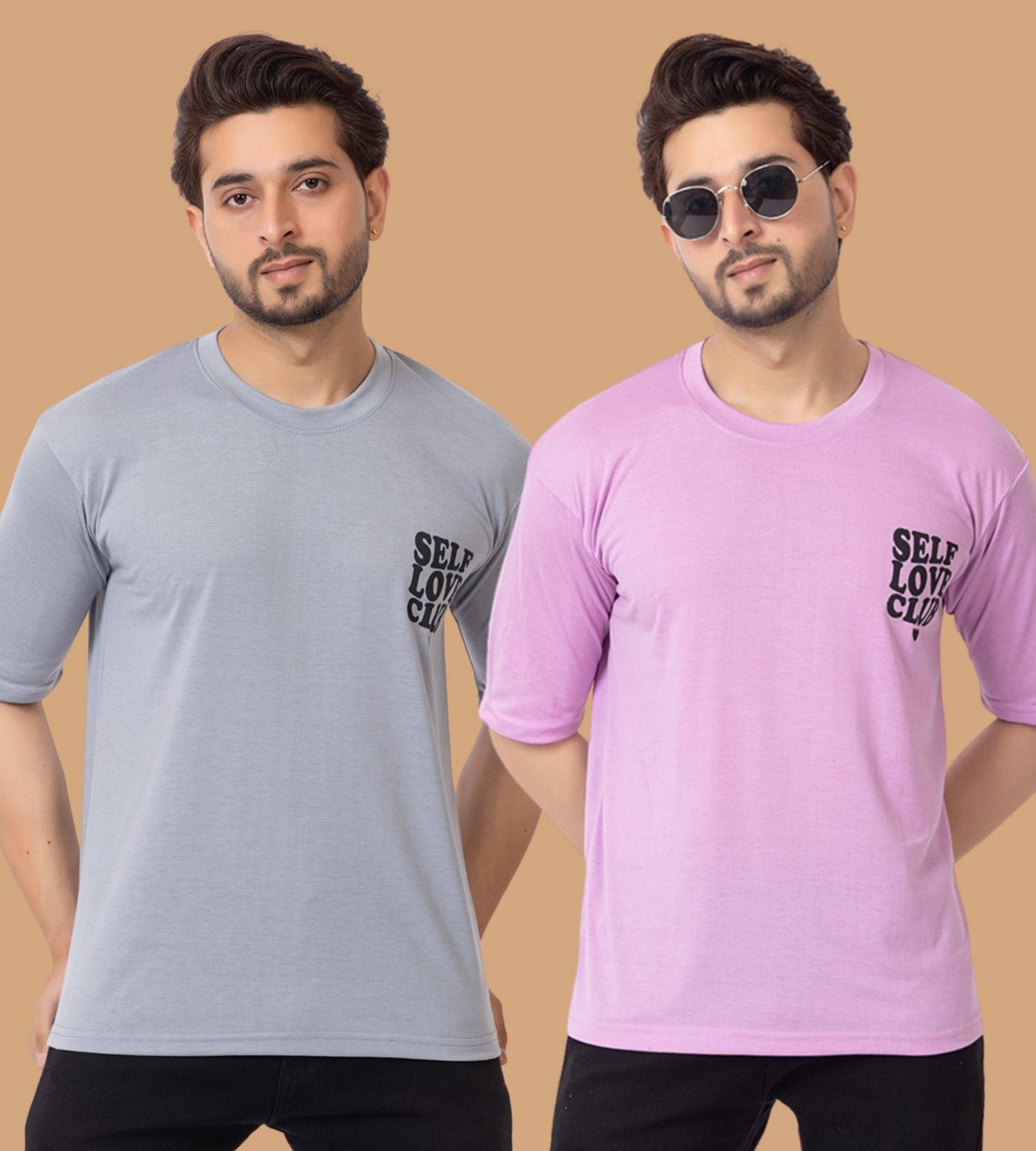     			SHREYNKA Men Cotton Blend Oversized Fit Solid T-Shirt ( Multicolor10 )
