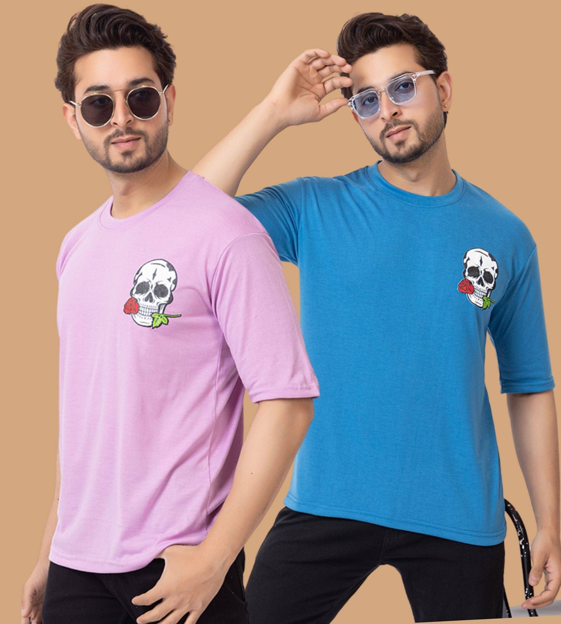     			SHREYNKA Men Cotton Blend Oversized Fit Solid T-Shirt ( Multicolor10 )