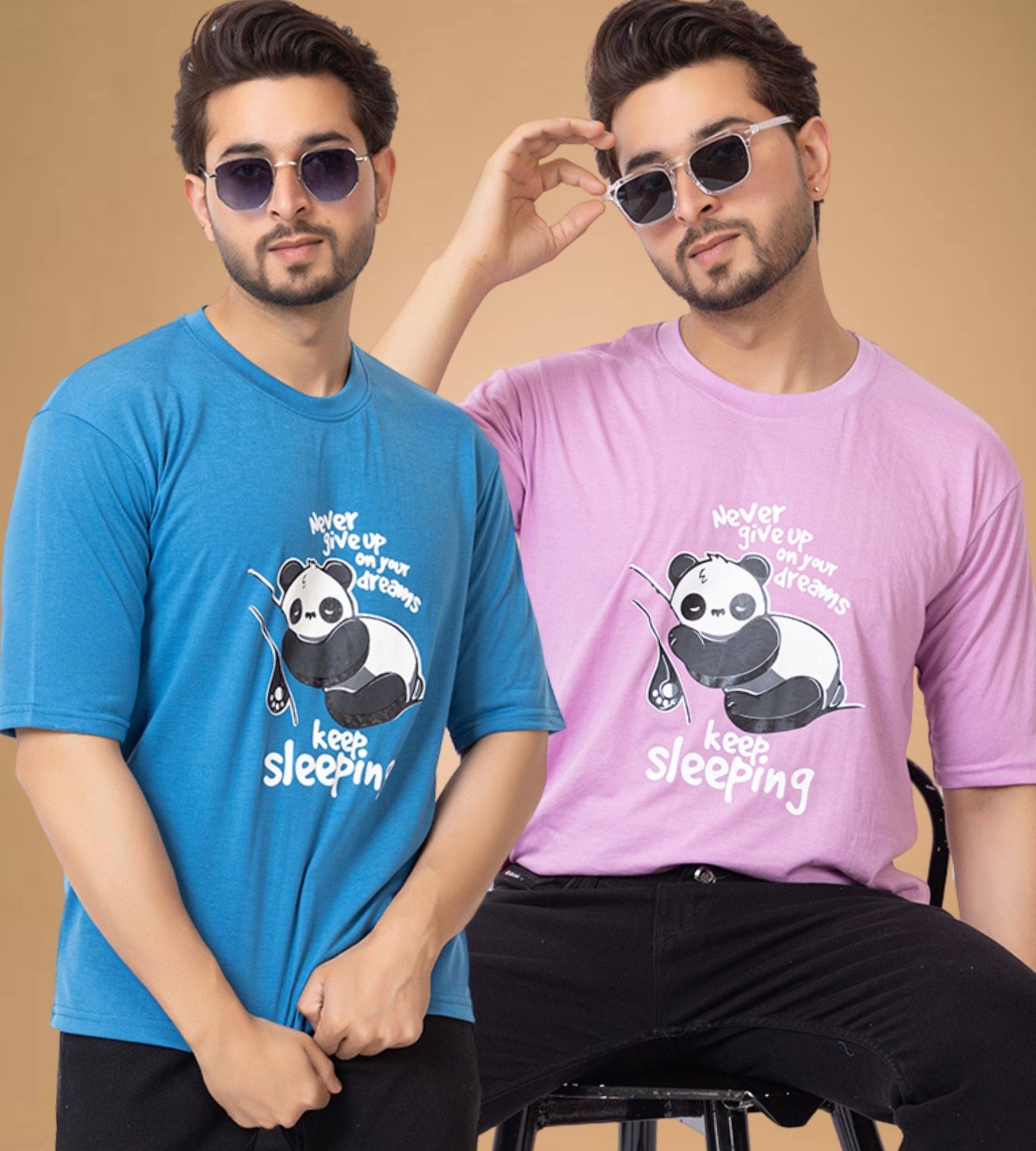     			SHREYNKA Men Cotton Blend Oversized Fit Solid T-Shirt ( Multicolor10 )