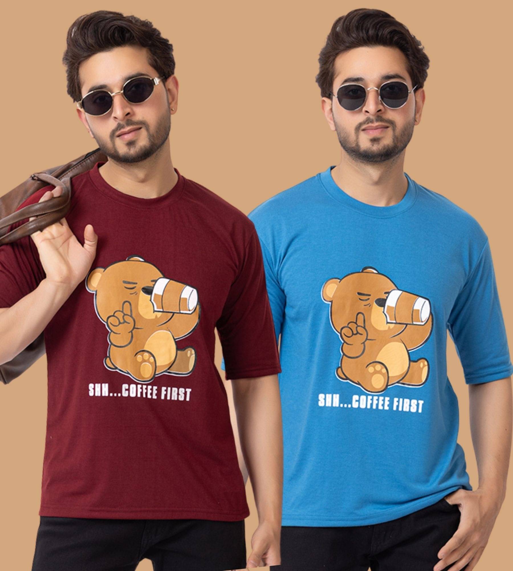     			SHREYNKA Men Cotton Blend Oversized Fit Solid T-Shirt ( Multicolor )