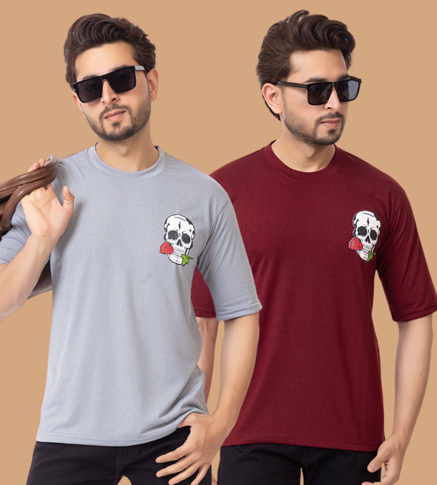 SHREYNKA Men Cotton Blend Oversized Fit Solid T-Shirt ( Multicolor ) SHREYNKA Men Cotton Blend Oversized Fit Solid T-Shirt ( Multicolor )