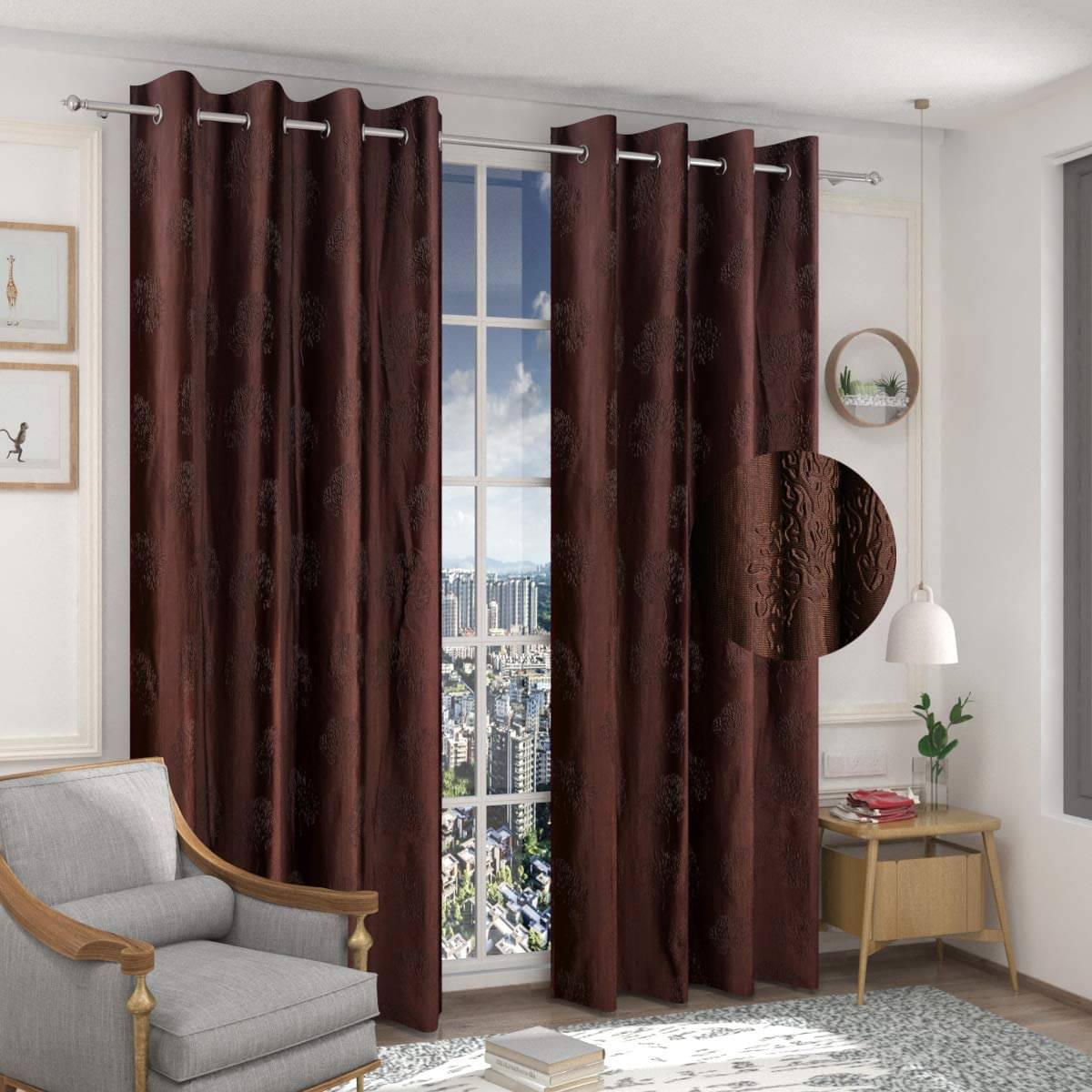 Sai Arpan Abstract Printed Semi-Transparent Eyelet Curtain 7 ft ( Pack of 1 ) - Multicolor Sai Arpan Abstract Printed Semi-Transparent Eyelet Curtain 7 ft ( Pack of 1 ) - Multicolor