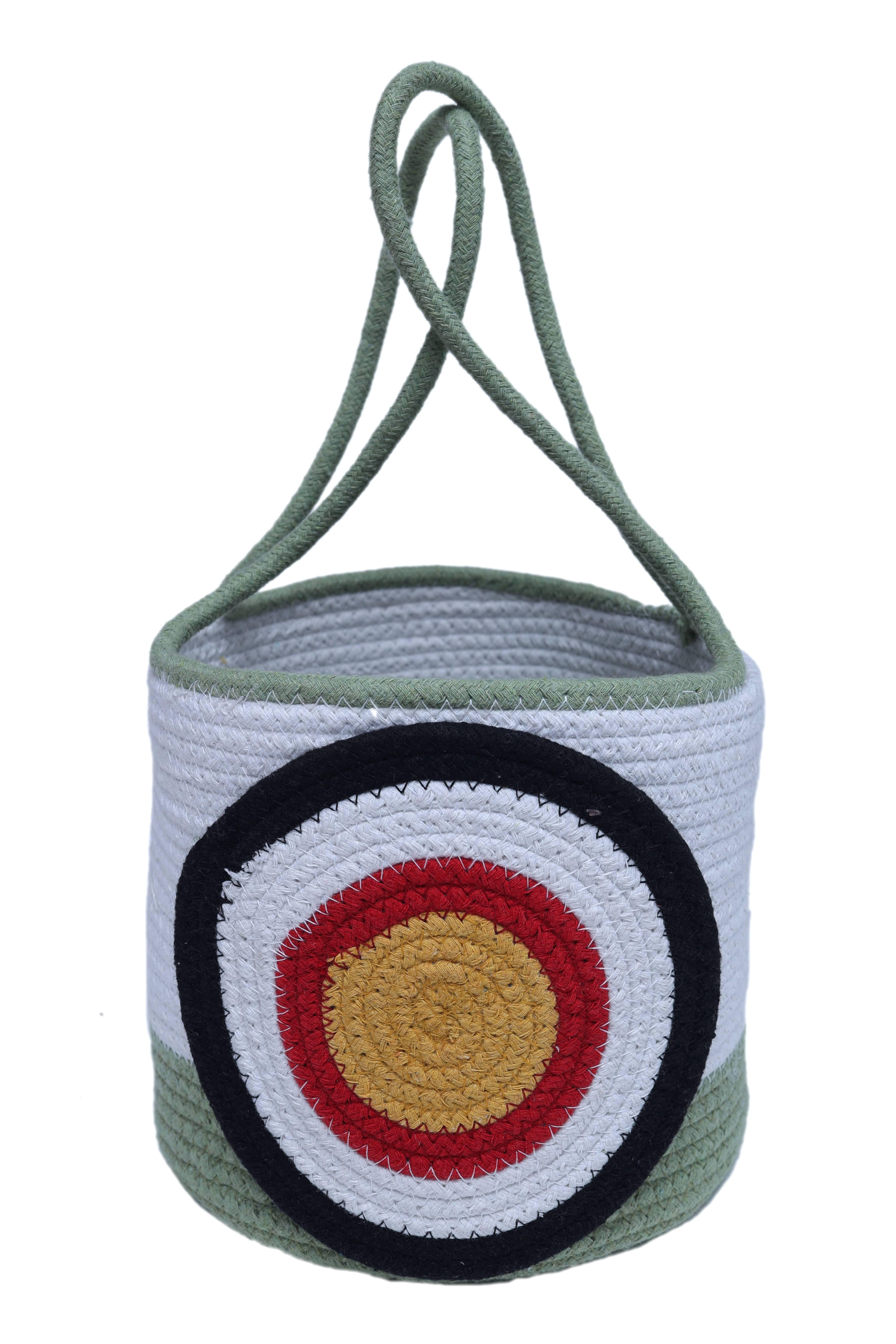     			Sai Arpan Round Eyes Handcrafted Cotton Rope Storage Basket with Lid, Baby Hamper, Kids Basket, Toy Bin, Baby Gift Basket