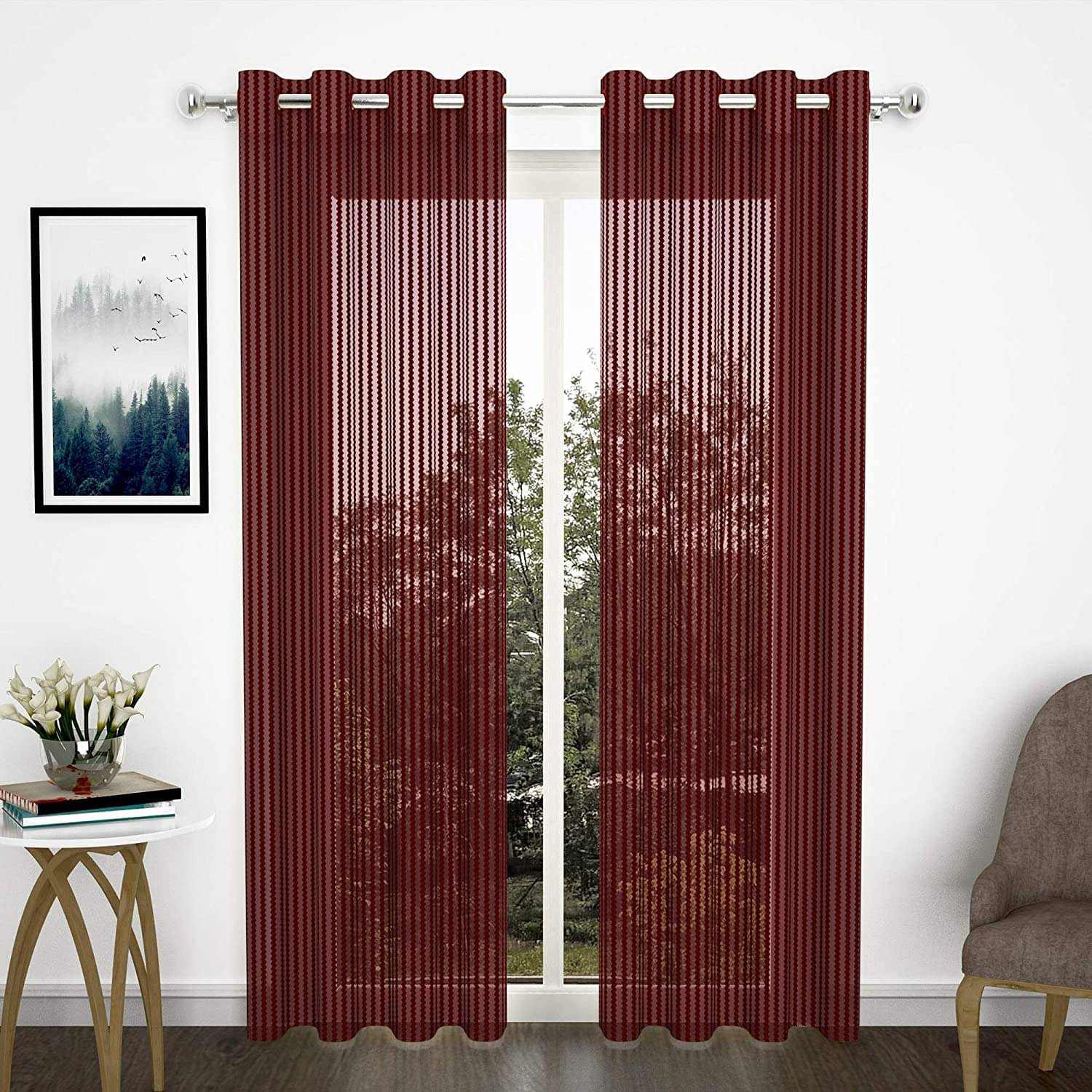     			Sai Arpan Solid Transparent Eyelet Curtain 7 ft ( Pack of 2 ) - Multicolor