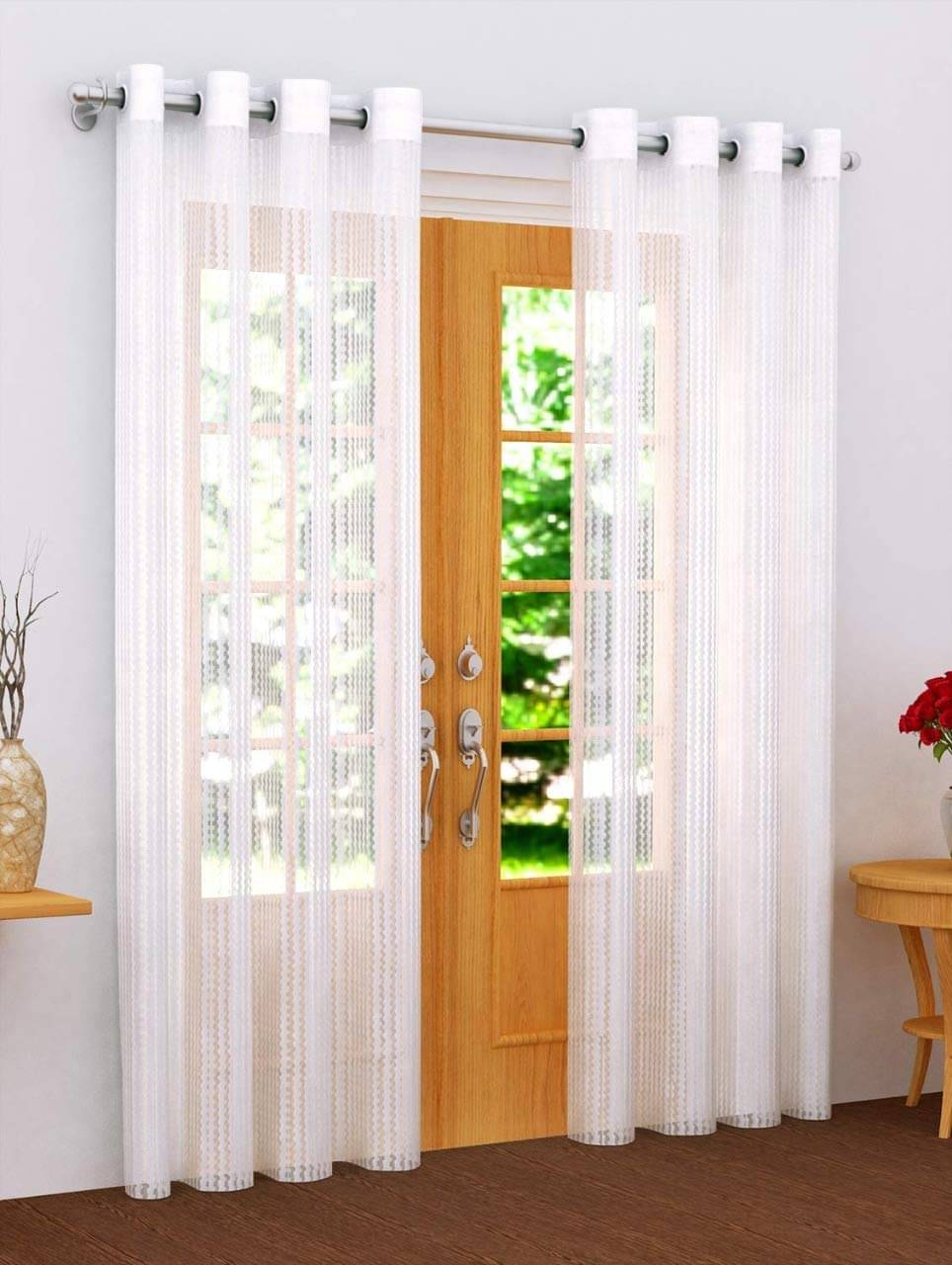 Sai Arpan Solid Transparent Eyelet Curtain 7 ft ( Pack of 2 ) - Multicolor Sai Arpan Solid Transparent Eyelet Curtain 7 ft ( Pack of 2 ) - Multicolor